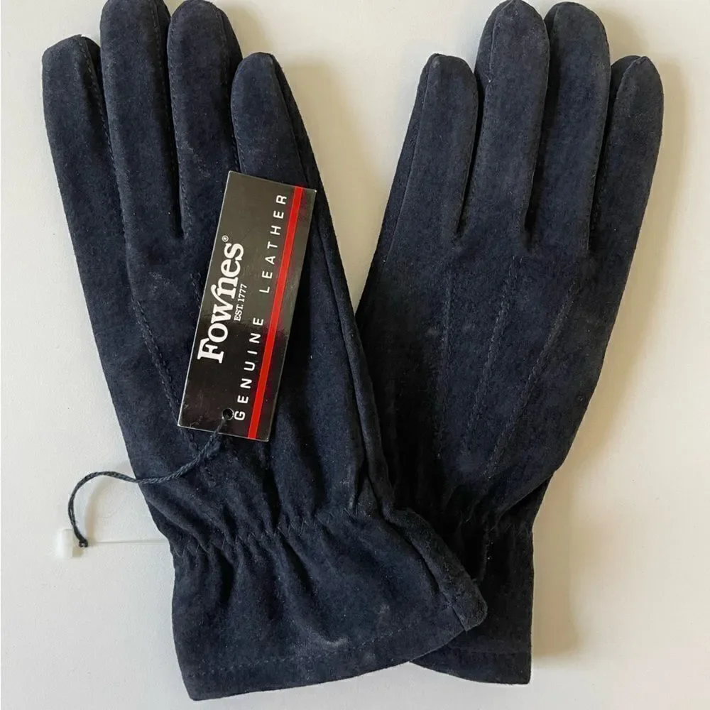 NWT Fownes Black Leather Gloves Size S